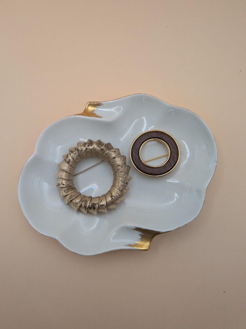 Lot Of Two Vintage Retro Circular Classic Pin Brooches MCM